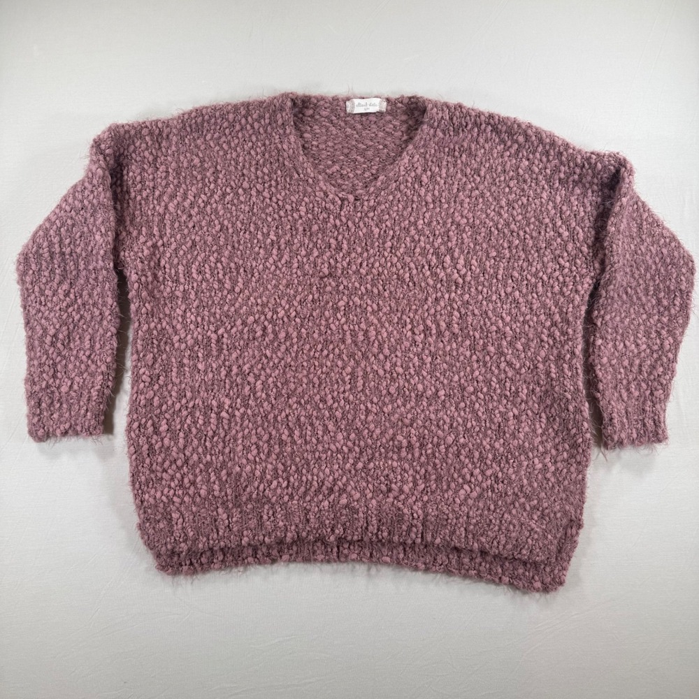 Altar'd State Mauve Pink Popcorn Knit V-Neck Oversized Sweater S/M‎ C10083-9